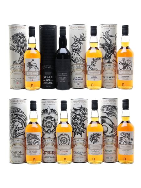 Game Of Thrones Whiskies Set Talisker, Cardhu, Clynelish, Royal Lochnagar, Singleton Glendullan, Dalwhinnie, Lagavulin & Oban 8 x 70cl