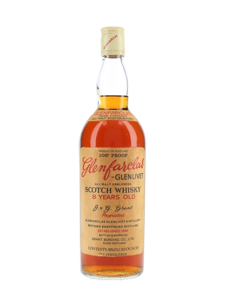 Glenfarclas Glenlivet 8 Year Old 105 Proof Bottled 1970s - Grant Bonding Co. 75.7cl / 60%