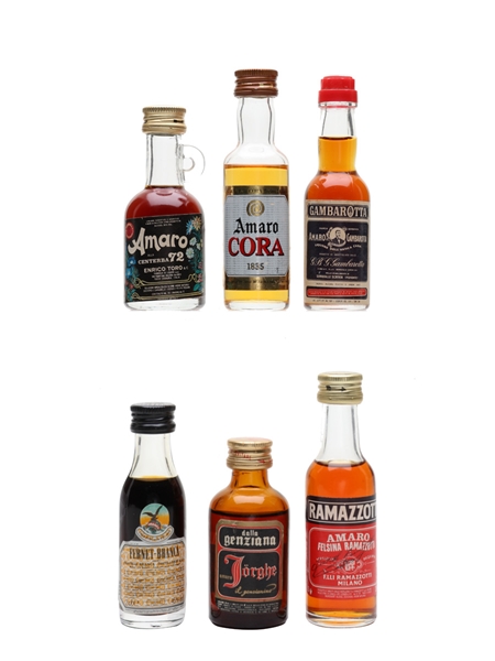 Assorted Amaro Centerba, Cora, Fernet Branca, Gambarotta, Ramazzotti, Genziana 6 x 2cl-3cl