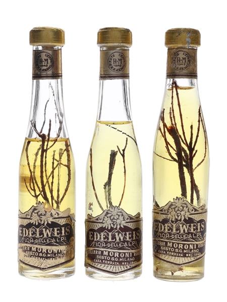 Roberto Moroni Edelweis Liqueur Bottled 1960s 3 x 3cl / 35%