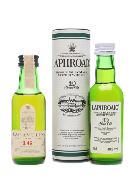 Lagavulin 16 (White Horse) & Laphroaig 10 Years Old Bottled 1980s 2 x 5cl