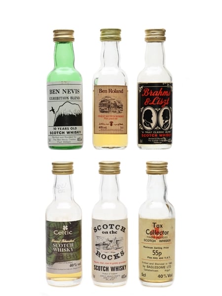 Assorted Blended Scotch Whisky Ben Nevis, Ben Roland, Brahms & Liszt, Celtic, Scotch On The Rock & Tax Collector 6 x 5cl / 40%