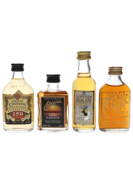 Irish & Scotch Whisky Liqueurs Celtic Crossing, Eblana, Murray's Scottish Highland & Stag's Breath 4 x 5cl