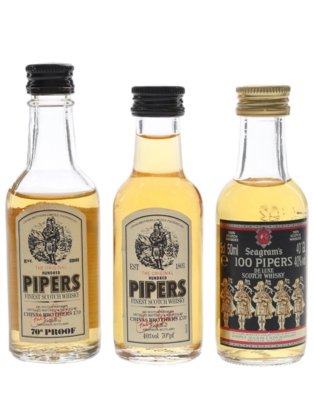 Chivas Brothers & Seagram's Hundred Pipers Bottled 1970s & 1980s 3 x 5cl / 40%