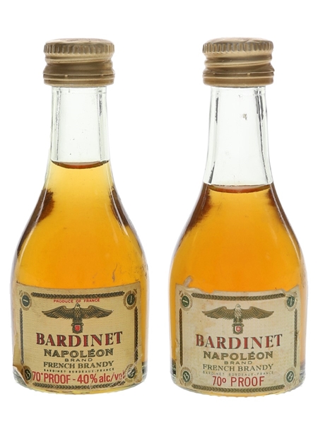 Bardinet Napoleon Brand French Brandy Bottled 1970s 2 x 3cl