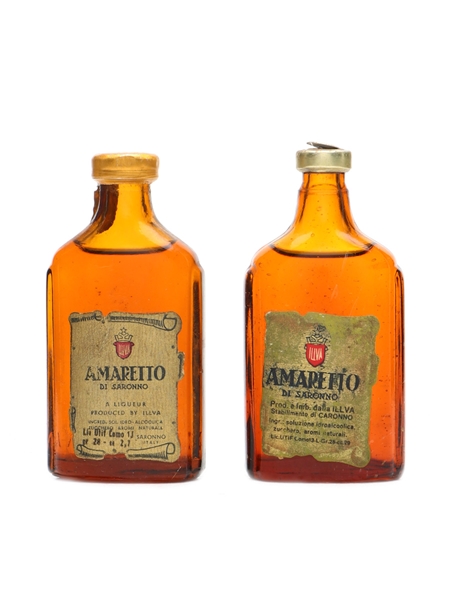 Illva Amaretto Liqueur Bottled 1950s 2 x 5cl