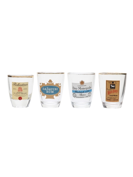 Assorted Shot Glasses Ballantine's, Daiquiri, Heidsieck, White Horse 
