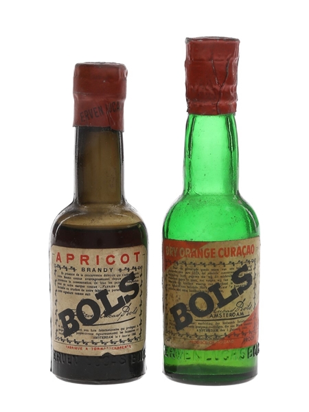 Bols Apricot & Dry Orange Curacao Bottled 1950s-1960s 2 x 5cl