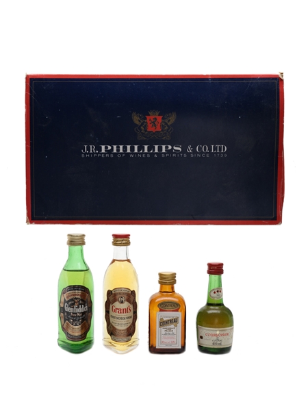 J R Phillips Miniature Selection Cointreau, Courvoisier, Glenfiddich, Grants, 4 x 5cl / 40%