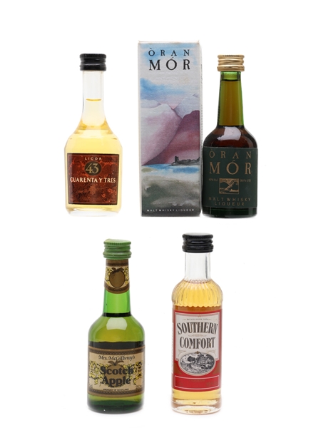 Assorted World Liqueurs Cuarenta y Tres, Mrs McGillvray's, Oran Mor & Southern Comfort 4 x 5cl / 25%