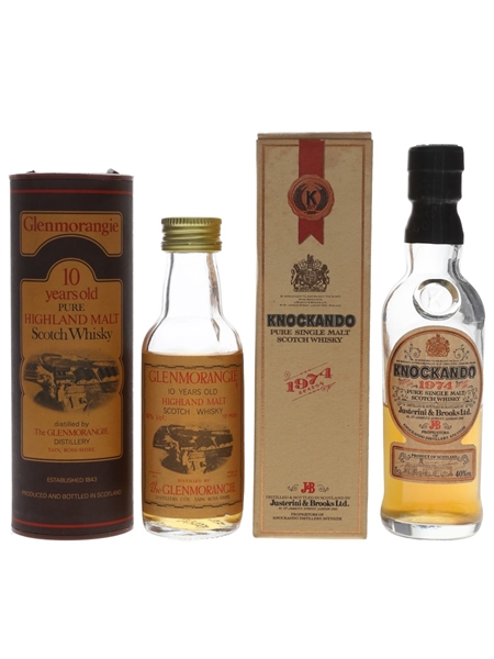 Glenmorangie 10 Year Old & Knockando 1974 Bottled 1980s 2 x 5cl / 40%