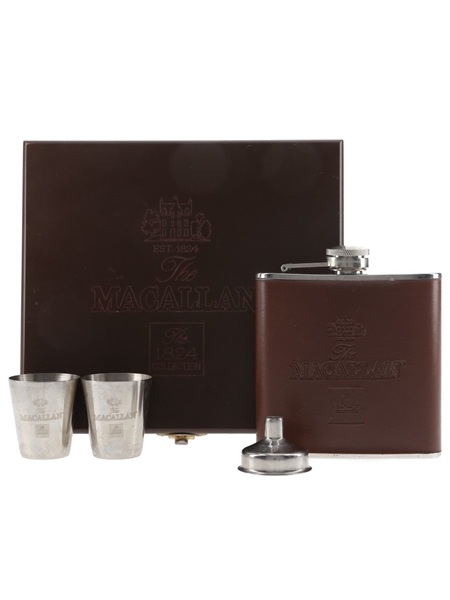 Macallan Hip Flask With Funnel And Cups  11cm x 9.5cm