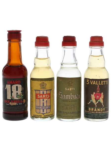 Isolabella & Sarti Liqueurs Bottled 1960s-1970s 4 x 2.5cl-2.7cl