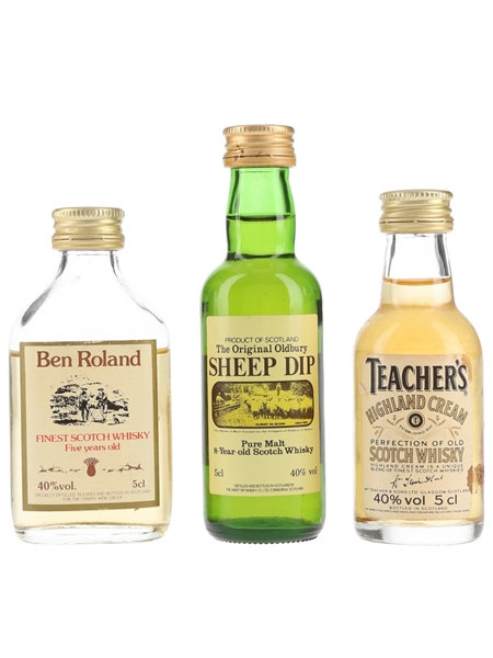 Ben Roland, Sheep Dip & Teacher's Bottled 1980s 3 x 5cl / 40%
