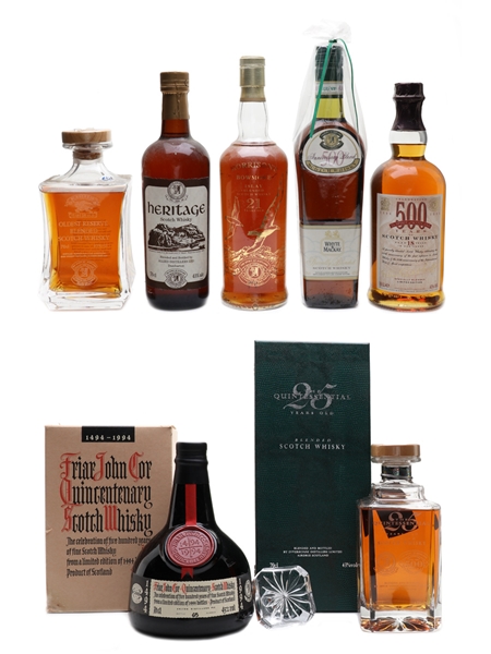 Spirit Of Scotland Trophy 500th Anniversary Blends Burberry's, Friar John Cor, Grant's, Heritage, Morrison's Bowmore, Quintessential & Whyte & Mackay 7 x 70cl & 75cl / 43%