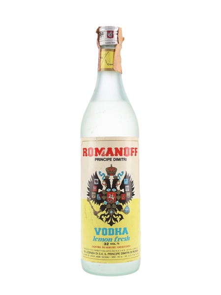 Romanoff Vodka Lemon Fresh Bottled 1970s 75cl / 32%