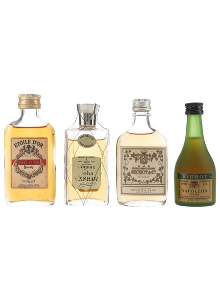 Assorted Cognac & Brandy Bottled 1970s - Richot, Etoile D'Or & John Exshaw 4 x 5cl / 40%