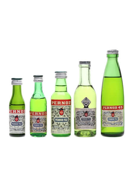 Pernod Fils Bottled 1960s-1980s 5 x 2cl-8.5cl