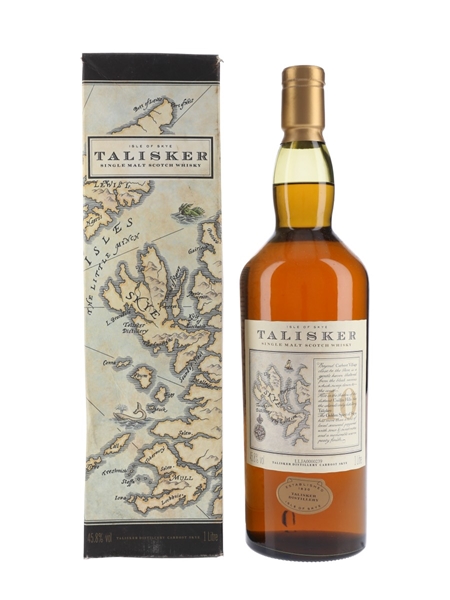 Talisker 10 Year Old Bottled 1990s - Map Label 100cl / 45.8%