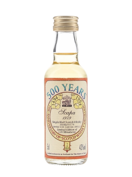 Scapa 1979 500th Anniversary of Scotch Whisky Distilling Bottled 1994 - The Master of Malt 5cl / 43%