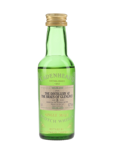 Braes Of Glenlivet 1987 8 Year Old Bottled 1995 - Cadenhead's 5cl / 62.7%