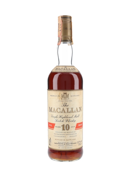 Macallan 10 Year Old 100 Proof Bottled 1980s - Giovinetti 75cl / 57%