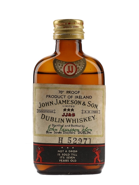 John Jameson & Son 7 Year Old 3 Star Irish Whiskey Bottled 1960s 5cl / 40%