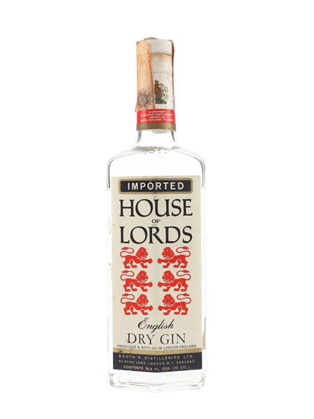 Booth's House Of Lords Dry Gin Bottled 1970s - Silver 75cl / 40%