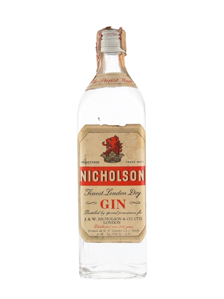 Nicholson Finest London Dry Gin Bottled 1960s - Carpano 75cl / 45%