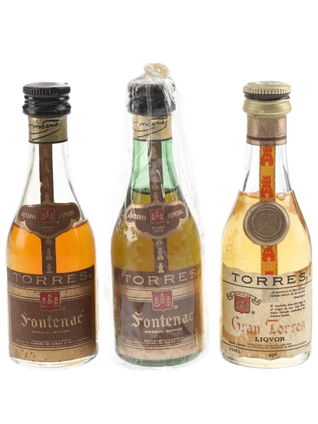 Torres Fontenac & Gran Torres Brandy Spanish Brandy 3 x 4.2cl-4.6cl