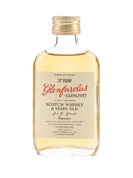 Glenfarclas Glenlivet 8 Year Old Bottled 1960s-1970s - Grant Bonding Co. 5cl / 40%