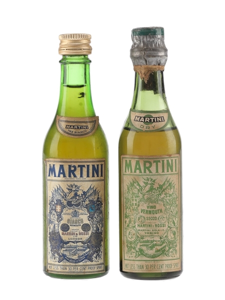 Martini Bianco & Dry Bottled 1950s & 1970s 2 x 5cl / 17%