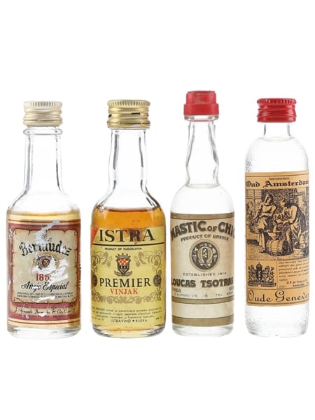 Assorted Spirits From Around The World Bermudez, Istra, Loucas Tsotras & Oud Amsterdam 4 x 4cl-5cl