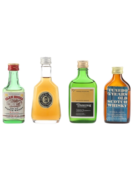 Clan House, Curtis, Duncraig & Tuxedo Bottled 1980s 4 x 2.8cl-5cl
