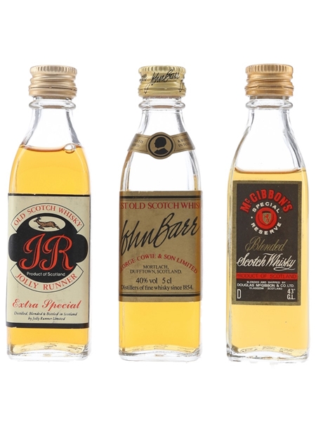John Barr, Jolly Runner & McGibbon's Bottled 1980s 3 x 5cl
