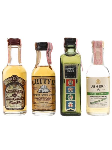 Assorted Blended Whisky Chivas Regal, Cuttty Sark, Passport & Usher's 4 x 4.7cl
