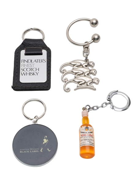 Assorted Scotch Whisky Keyrings Dewar's, Findlater's, Johnnie Walker, Monkey Shoulder 