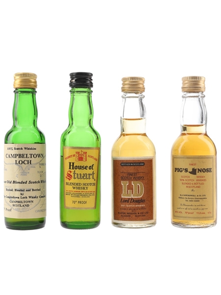 Campbeltown Loch, House Of Stuart, Lord Douglas & Pig's Nose Bottled 1970s 4 x 4.7cl / 40%
