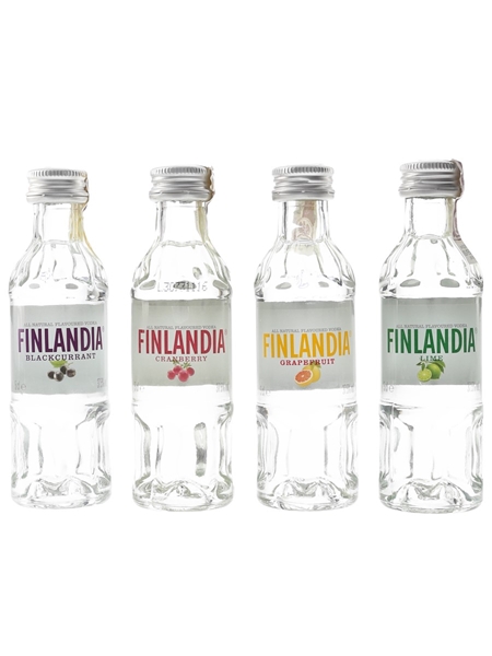 Finlandia Blackcurrant, Cranberry, Grapefruit  & Lime Flavoured Vodka Bottled 2000s 4 x 5cl / 37.5%