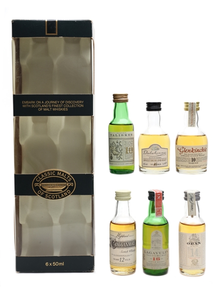 Classic Malts Set Cragganmore, Dalwhinnie, Glenkinchie, Lagavulin, Oban & Talisker 6 x 5cl