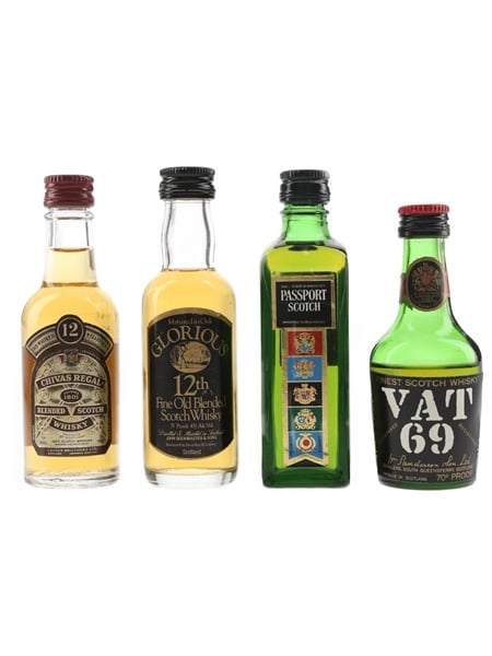 Chivas Regal, Glorious, Passport & Vat 69 Bottled 1970s 4 x 5cl