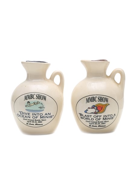 Gold Cock 6 Year Old & King Barley 6 Year Old MMBC Show Ceramic Decanters 2 x 5cl