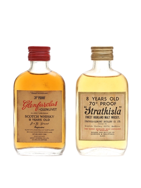 Glenfarclas 8 Year Old & Strathisla 8 Year Old 70 Proof Bottled 1970s 2 x 5cl