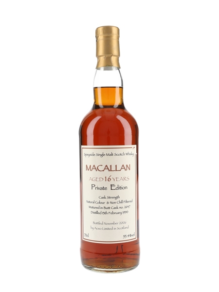 Macallan 1990 16 Year Old Private Edition Bottled 2006 - Aceo Limited 70cl / 55.4%