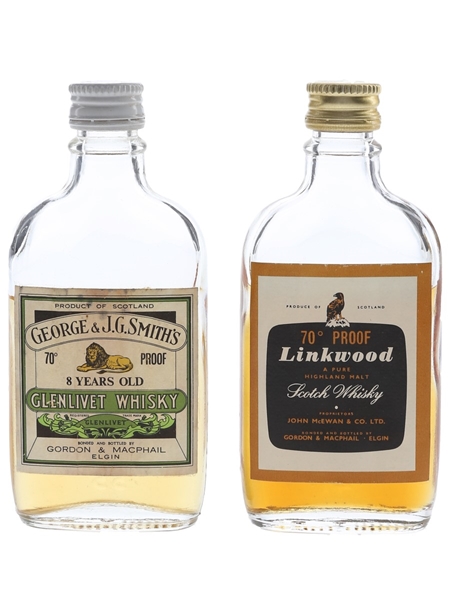 Glenlivet 8 Year Old & Linkwood Bottled 1970s 2 x 5cl / 40%