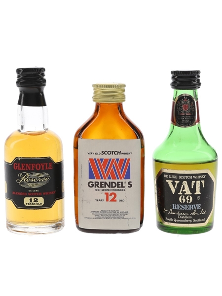 Glenfoyle, Grendel's & Vat 69  3 x 3.7cl-5cl
