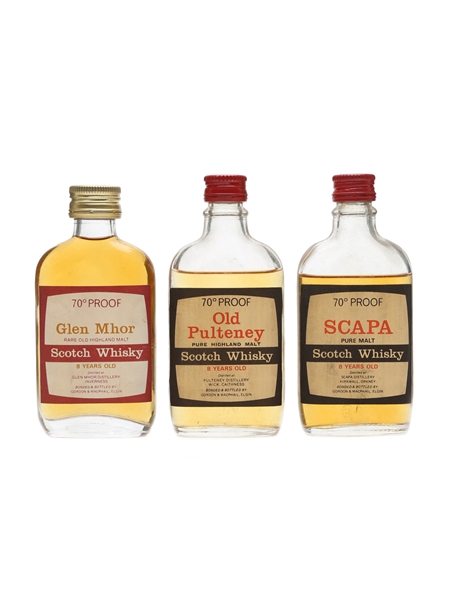 Glen Mhor, Old Pulteney and Scapa 8 Years Old Gordon & MacPhail - Bottled 1970s 3 x 5cl