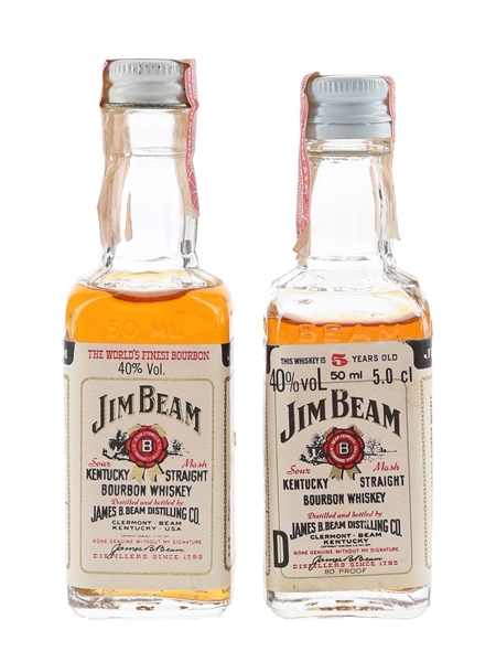 Jim Beam Bottled 1970s-1980s 2 x 5cl / 40%