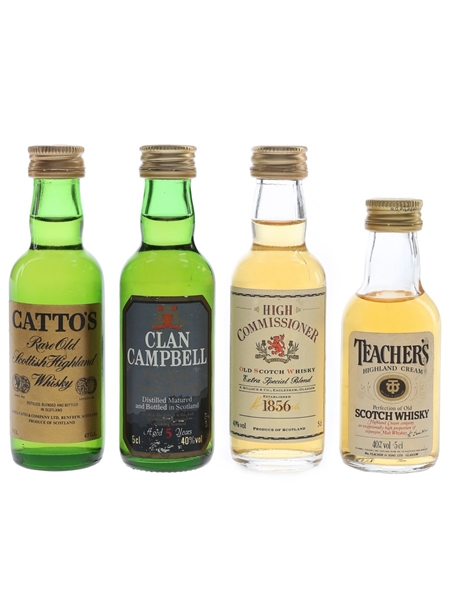 Assorted Blended Whisky Catto's, Clan Campbell, High Commissioner & Teacher's 4 x 5cl