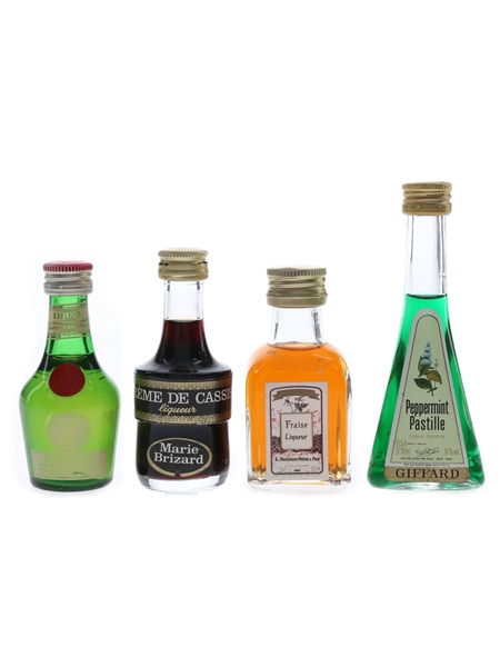 Asssorted French Liqueurs Benedictine, Giffard, Marie Brizard, Meunier Mere 4 x 3cl-5cl